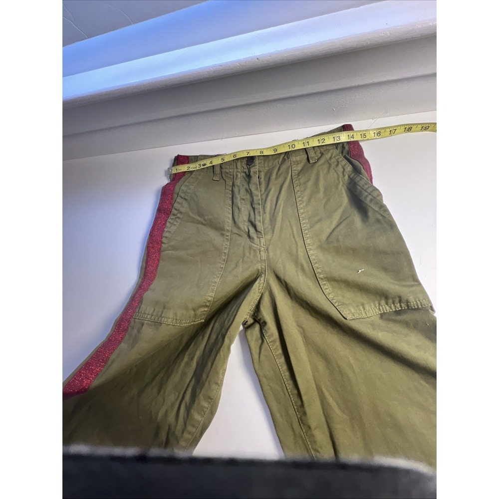Zara‎ The Workers  Straight Green  Pants Size 2 High Rise Ref Stripe Casual - Picture 6 of 8